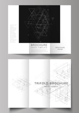 Düzenlenebilir düzenleri en az vektör Illustration. Modern tasarım şablonları panelli broşür veya el ilanı için kapsar. Üçgen, noktalar ve çizgiler bağlanma ile poligonal arka plan. Bağlantı yapısı.