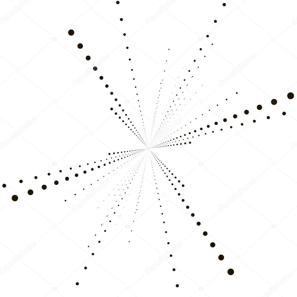 Geometric technology vector background with Star Warp or Hyperspace. Abstract monochrome trail. Vector illustration.