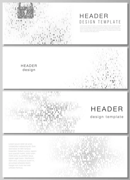 De minimalistische vectorillustratie van de bewerkbare indeling voor headers, banner ontwerpsjablonen. Binaire code achtergrond. AI, big data, codering of hacker concept, digitale technologie achtergrond. — Stockvector