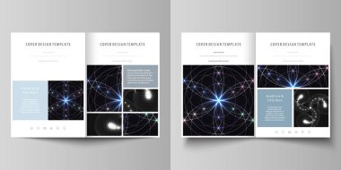 İş şablonları için BI kat broşür, dergi, broşür, kitapçık, rapor. Kapak tasarım şablonu, A4 boyutunda vektör arka düzen. Kutsal geometri geometrik süsleme parlayan. Mistik arka plan.