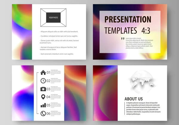 Eine Reihe von Geschäftsvorlagen für Präsentationsfolien. leicht editierbare Layouts im flachen Stil, Vektorillustration. buntes Design Hintergrund mit abstrakten Formen, helle Zellkulisse. — Stockvektor