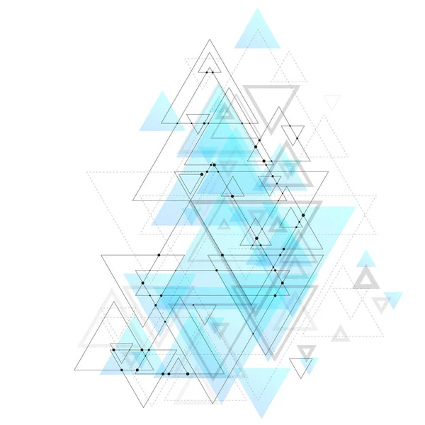 Fond polygonal abstrait à faible vecteur poly avec des triangles bleus, des points de connexion et des lignes. Structure de connexion . — Image vectorielle