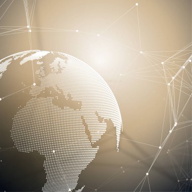 Noktalı dünya dünya kimya deseni, çizgiler ve noktalar bağlama ile. Molekül yapısı. Bilimsel tıbbi Dna araştırma. Bilim veya teknoloji kavramı. Geometrik tasarım arka plan.