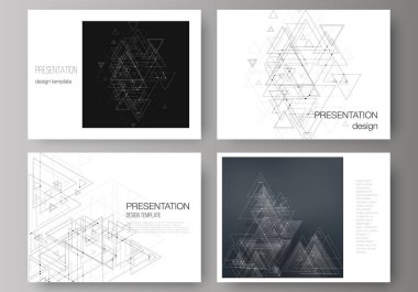 Sunma kaymak minimalist soyut düzenlenebilir vektör yerleşimini tasarım iş şablonları. Üçgen, noktalar ve çizgiler bağlanma ile poligonal arka plan. Bağlantı yapısı.