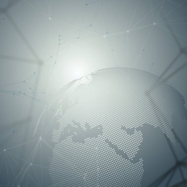 Soyut fütüristik ağ şekiller. Yüksek teknoloji Hud arka, bağlayan çizgiler ve noktalar, poligonal doğrusal doku. Dünya küre üzerinde gri. Veri kavramı küresel ağ bağlantıları, geometrik tasarım, kazmak.