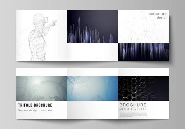 Das minimale vektorbearbeitbare Layout des quadratischen Formats umfasst Designvorlagen für dreifache Broschüren, Flyer, Magazine. Technologie, Wissenschaft, Zukunftskonzept abstrakte futuristische Hintergründe. — Stockvektor