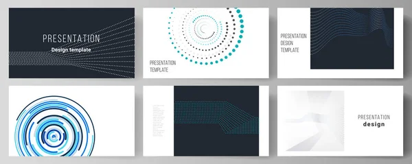 Die minimalistische abstrakte Vektorillustration des editierbaren Layouts der Präsentationsfolien entwirft Geschäftsvorlagen mit einfachem geometrischem Hintergrund aus Punkten und Kreisen. — Stockvektor