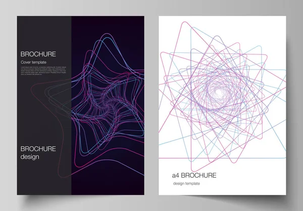 De indeling van de vector van A4 formaat cover testmodellen ontwerpsjablonen voor brochure, flyer, brochure, verslag. Willekeurige chaotische lijnen dat creat echte vormen. Chaos patroon, abstracte textuur. Volgorde vs chaos concept. — Stockvector