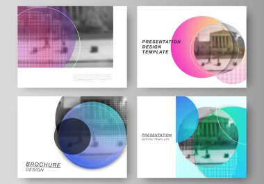 Sunma kaymak düzenlenebilir yerleşimini minimalist tasarlamak vektör çizim tasarım iş şablonları. Renkli daireler ve yuvarlak şekiller ile yaratıcı modern parlak arka plan.