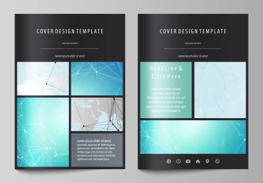 A4 formatında düzenlenebilir yerleşimini siyah renkli vektör çizim tasarım şablonları için broşür, dergi, broşür, kitapçık kapsar. Fütüristik yüksek teknoloji arka plan, kazmak veri teknoloji kavramı.