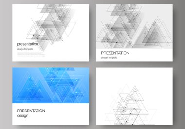 Sunma kaymak minimalist soyut düzenlenebilir vektör yerleşimini tasarım iş şablonları. Üçgen, noktalar ve çizgiler bağlanma ile poligonal arka plan. Bağlantı yapısı.