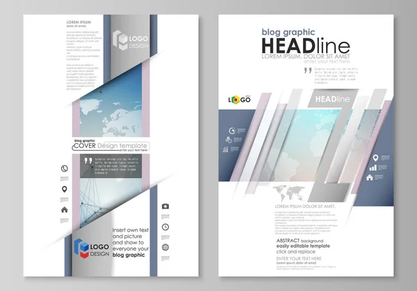 El vector abstracto minimalista ilustración de la disposición editable de dos páginas gráficas de blog moderno maqueta plantillas de diseño. Textura lineal geométrica poligonal. Red global, cavar concepto de datos . — Archivo Imágenes Vectoriales
