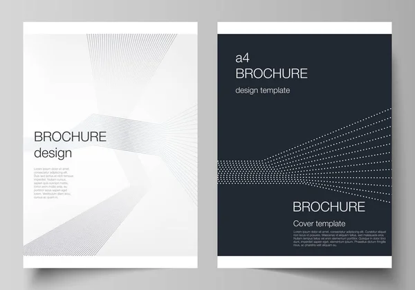 De vectorillustratie van de bewerkbare indeling van A4 formaat cover testmodellen ontwerpsjablonen met geometrische achtergrond gemaakt van stippen voor brochure, tijdschrift, flyer, brochure, jaarverslag. — Stockvector