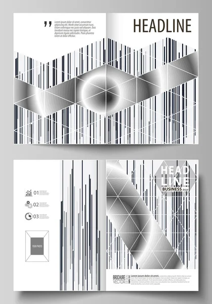 Plantillas de negocios para folleto doble, revista, folleto. Plantilla de diseño de portada, diseño vectorial abstracto en tamaño A4. Patrón geométrico monocromo simple. Fondo minimalista. Formas de color gris . — Vector de stock