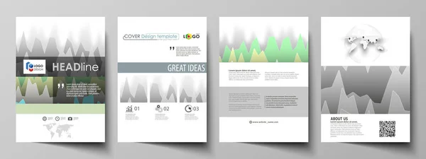 L'illustrazione vettoriale del layout modificabile del formato A4 comprende modelli di design per brochure, rivista, volantino, opuscolo, relazione. Righe di diagramma colorato con picchi di diversa altezza . — Vettoriale Stock