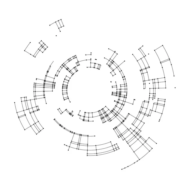 Lignes et points de connexion sur fond blanc. Concept abstrait de connexion réseau. Conception technologique arrière-plan vectoriel, abstraction géométrique numérique avec lignes et points . — Image vectorielle