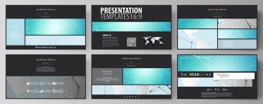 Yüksek çözünürlüklü sunma kaymak düzenlenebilir yerleşimini siyah renkli minimalist vektör çizim tasarım şablonları. Fütüristik yüksek teknoloji arka plan, kazmak veri teknoloji kavramı.