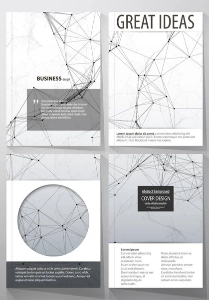 Zakelijke sjablonen voor brochure, tijdschrift, flyer. Betrekking hebben op Ontwerpsjabloon, vector lay-out in A4-formaat. Verbindingen lijnen en punten. Big data visualisatie in minimalistische stijl. Grafische communicatie achtergrond. — Stockvector