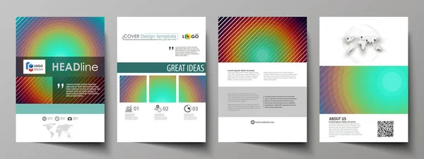 Modèles d'affaires pour brochure, dépliant, livret. Modèle de couverture, présentation vectorielle abstraite en format A4. Design minimaliste avec des cercles, des lignes diagonales. Forme géométrique, beau fond rétro — Image vectorielle