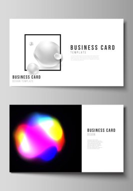 İki yaratıcı kartvizit tasarım şablonu düzenlenebilir düzeni illüstrasyon vektör. Sci-Fi teknoloji tasarım arka plan. Seçim için soyut fütüristik veya tıbbi consept arka planlar.