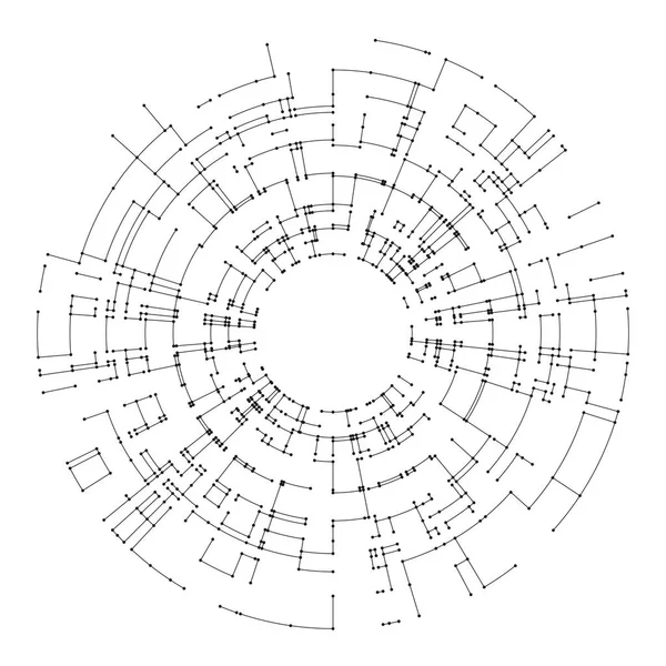 Aansluitende lijnen en stippen op een witte achtergrond. Abstracte netwerk verbinding ontwerpconcept. Ontwerp vector technologie, digitale geometrische abstractie met lijnen en punten. — Stockvector