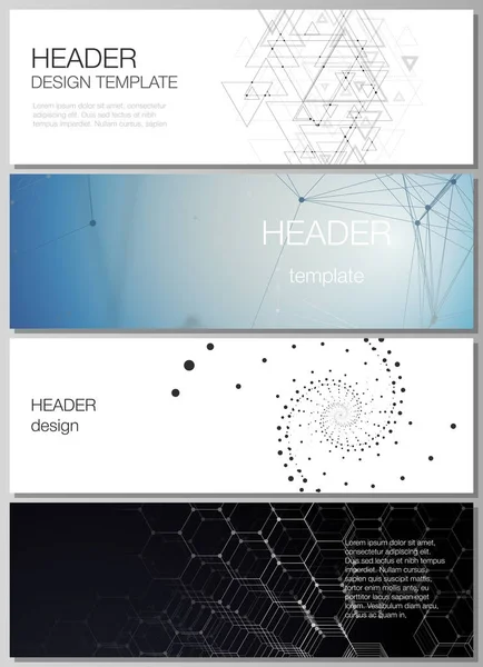 L'illustrazione vettoriale minimalista del layout modificabile di intestazioni, modelli di design banner. Tecnologia, scienza, concetto futuro sfondi futuristici astratti . — Vettoriale Stock