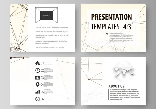 Zestaw szablonów biznesowych dla prezentacji slajdów. Łatwe edytowalne Abstrakcja vector układów płaska. Technologią, nauką, medycznego, kropki i linie, cybernetyczny cyfrowy styl. Linią splotu. — Wektor stockowy