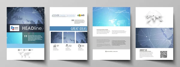 L'illustrazione vettoriale del layout modificabile del formato A4 comprende modelli di design per brochure, rivista, volantino, opuscolo, relazione. Design astratto globale. Modello chimico, struttura molecolare . — Vettoriale Stock