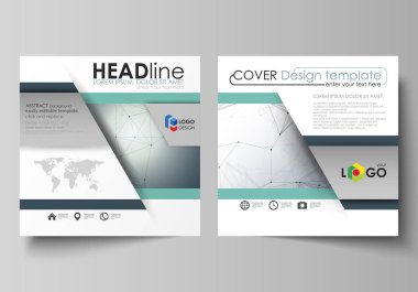 İş şablonları square için tasarım broşür, dergi, el ilanı. Kapak broşür, düzen vektör. Genetik ve kimyasal bileşikler. Atom, Dna ve nöronlar. Tıp, kimya kavramı. Geometrik arka plan.