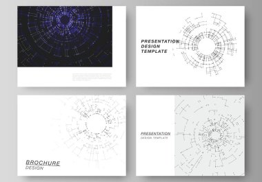 Sunma kaymak minimalist soyut vektör yerleşimini tasarım iş şablonları. Ağ bağlantı kavramı çizgiler ve noktalar bağlama ile. Teknoloji tasarım, dijital geometrik arka plan