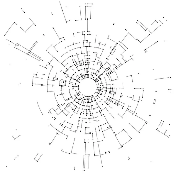 Verbindungslinien und Punkte auf weißem Hintergrund. abstraktes Konzept zur Gestaltung von Netzwerkverbindungen. Technologie Design Vektor Hintergrund, digitale geometrische Abstraktion mit Linien und Punkten. — Stockvektor