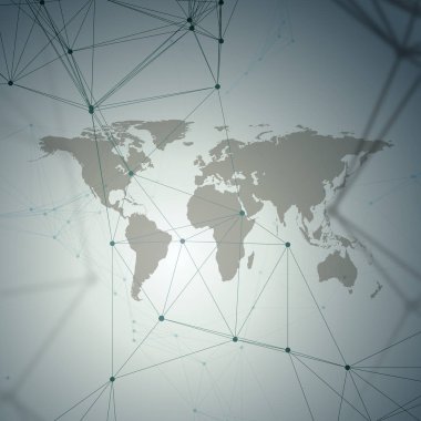 Kimya desen, siyah Dünya Haritası, molekül yapısı gri çizgiler ve noktalar, bağlanma. Bilimsel Tıbbi Dna araştırma. Tıp, bilim, teknoloji kavramı. Geometrik tasarım arka plan.