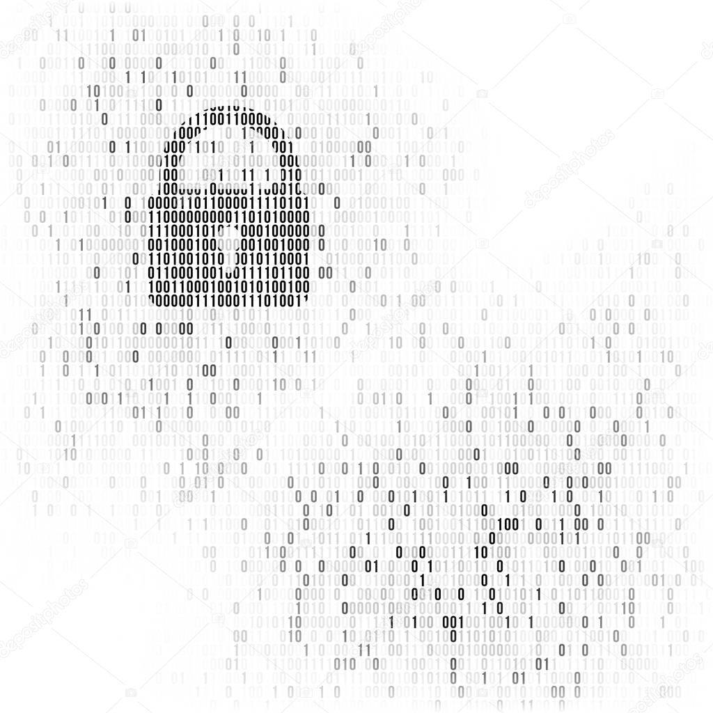Digital lock guard sign. Binary code vector background with numbers one and zero. Artificial intelligence. Big data, coding or hacker concept, digital technology background. Vector illustration.