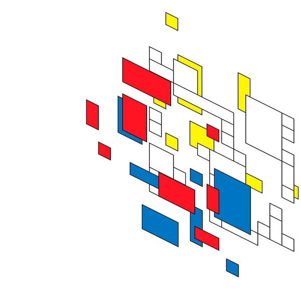 Fond polygonal abstrait avec des formes rectangulaires en perspective, design rétro bauhaus de stijl — Image vectorielle