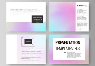 İş şablonları sunma kaymak için. Düz tasarım soyut vektör düzenler. Hologram, holografik etkisi ile pastel renklerde arka plan. Bulanık renkli desen, fütüristik gerçeküstü doku.