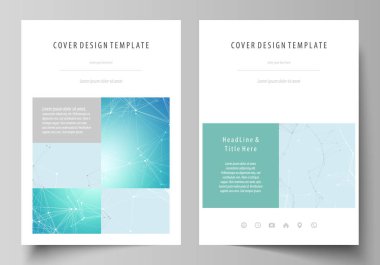 A4 formatında düzenlenebilir yerleşimini vektör çizim tasarım şablonları broşür, dergi, broşür, kitapçık, rapor için kapsar. Fütüristik yüksek teknoloji arka plan, kazmak veri teknoloji kavramı.