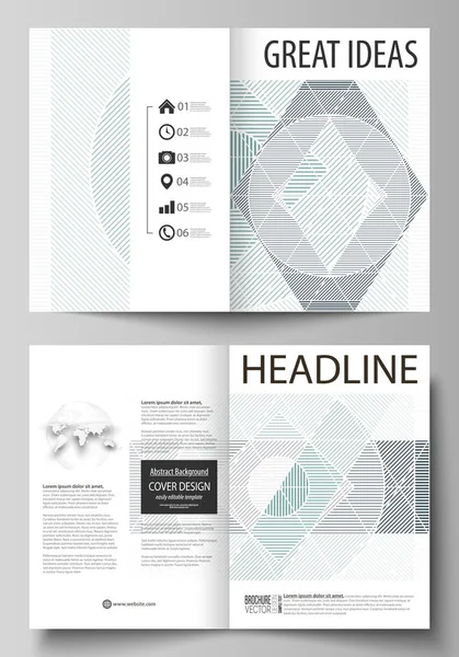 Business templates for bi fold brochure, magazine, flyer, booklet. Cover design template, abstract vector layout in A4 size. Minimalistic background with lines. Gray geometric shapes, simple pattern. — Stock Vector