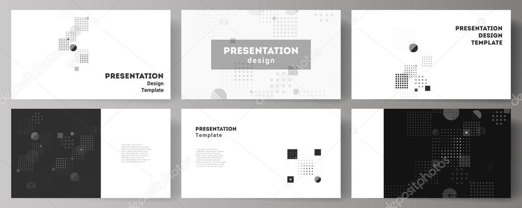 The minimalistic abstract vector illustration of the editable layout of the presentation slides design business templates. Abstract vector background with fluid geometric shapes.