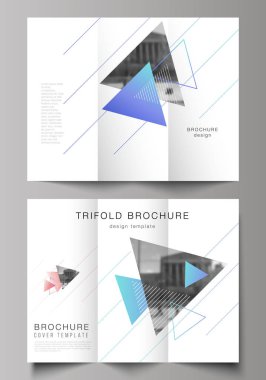 Düzenlenebilir düzenleri en az vektör Illustration. Modern yaratıcı tasarım şablonları panelli broşür veya el ilanı için kapsar. Modern memphis deseni ile üçgenler ile renkli poligonal arka plan