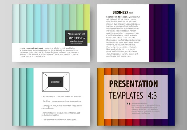 Set of business templates for presentation slides. vector layouts in flat style. Bright color rectangles, colorful design, geometric rectangular shapes forming abstract beautiful background. — Stock Vector