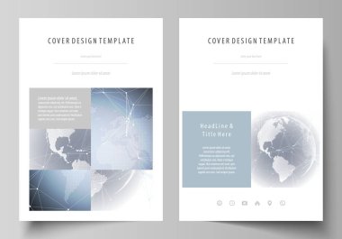 A4 formatında düzenlenebilir yerleşimini vektör çizim tasarım şablonları broşür, dergi, broşür, kitapçık, rapor için kapsar. Soyut fütüristik ağ şekiller. Yüksek teknoloji arka plan
