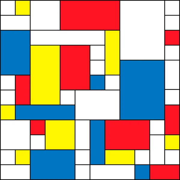 Fond polygonal abstrait aux formes rectangulaires, motif mosaïque coloré, design rétro bauhaus de stijl — Image vectorielle