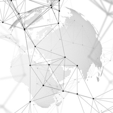 Noktalı dünya dünya kimya deseni, çizgiler ve noktalar bağlama ile. Molekül yapısı üzerinde beyaz. Bilimsel tıbbi Dna araştırma. Bilim veya teknoloji kavramı. Geometrik tasarım arka plan.