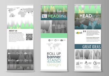 Afiş standları, dikey el ilanları, topla düzenlenebilir yerleşimini minimalist vektör çizim bayrakları iş şablonu tasarlayabilirsiniz. Renkli diyagramının satırlarla farklı yükseklik doruklarına.