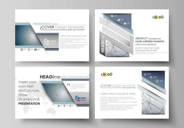 Set di modelli di business per diapositive di presentazione. Layout vettoriali astratti facilmente modificabili in design piatto. Struttura delle molecole di DNA e neuroni. Medicina, scienza, tecnologia. Grafico scalabile . — Vettoriale Stock