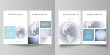 Düzenlenebilir düzeni iki A4 Format modern minimalist vektör çizim tasarım şablonları broşür, el ilanı, rapor için kapsar. Soyut fütüristik ağ şekiller. Yüksek teknoloji arka plan.