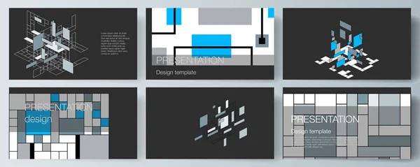 O layout vetorial abstrato minimalista dos modelos de negócios de design de slides de apresentação. Abstrato fundo poligonal, padrão de mosaico colorido, retro bauhaus de stijl design . — Vetor de Stock