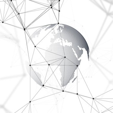Noktalı dünya dünya kimya deseni, çizgiler ve noktalar bağlama ile. Molekül yapısı üzerinde beyaz. Bilimsel tıbbi Dna araştırma. Bilim veya tıbbi kavramı. Geometrik tasarım arka plan.
