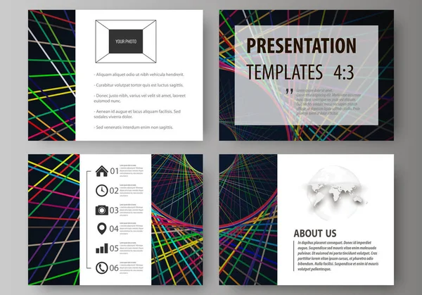 Набір бізнес-шаблонів для слайдів презентацій. Просте редагування абстрактних векторних розкладок у плоскому дизайні. Яскраві кольорові лінії, барвистий красивий фон. Ідеальне прикраса . — стоковий вектор