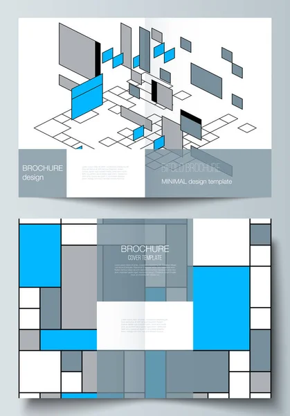 Das Vektorlayout von zwei modernen Cover-Attrappen im Format A4 für zweiseitige Broschüren, Flyer, Booklets. abstrakter polygonaler Hintergrund, buntes Mosaikmuster, Retro-Bauhaus-Design. — Stockvektor
